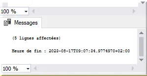 Résultat exécution requête SQL